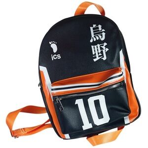 Haiku!! Volleyball Club Black and Orange Backpack with Number 10 Anime Sports